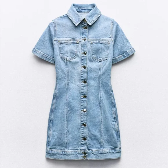 fitted denim mini dress Lane Denim Mini Dress In Colour Coastal Wash Size 12 - Women’s Designer Dresses